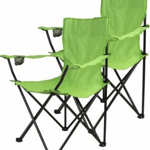 Divero kempingová sada 2x skládací židle s držákem sv. zelená