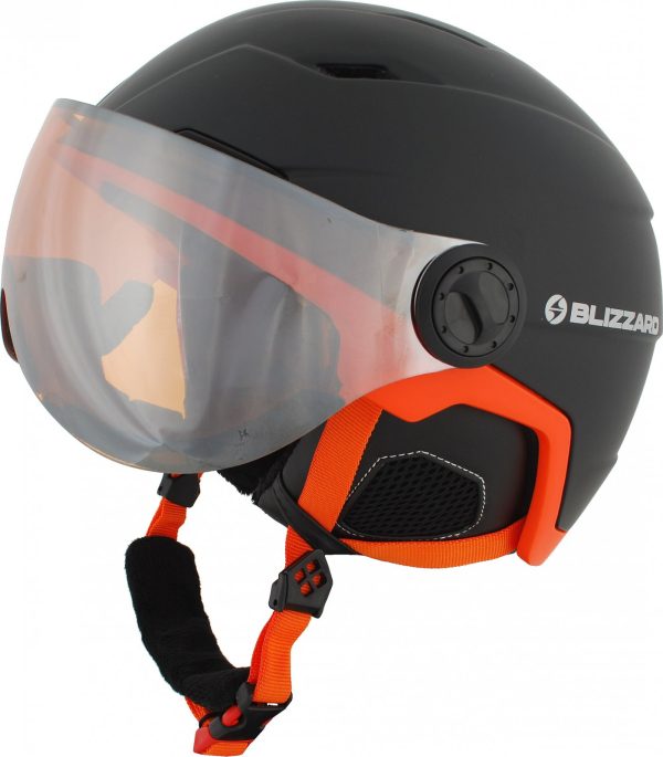 Blizzard Double Visor Ski Helmet Black Matt/Neon Orange Mirror