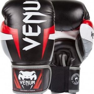 Venum Elite boxerské rukavice černé/červené/šedé